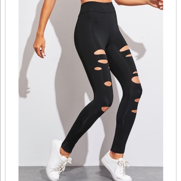 BLACK CUTOUT LEGGINGS- legging - Picture 2 of 6